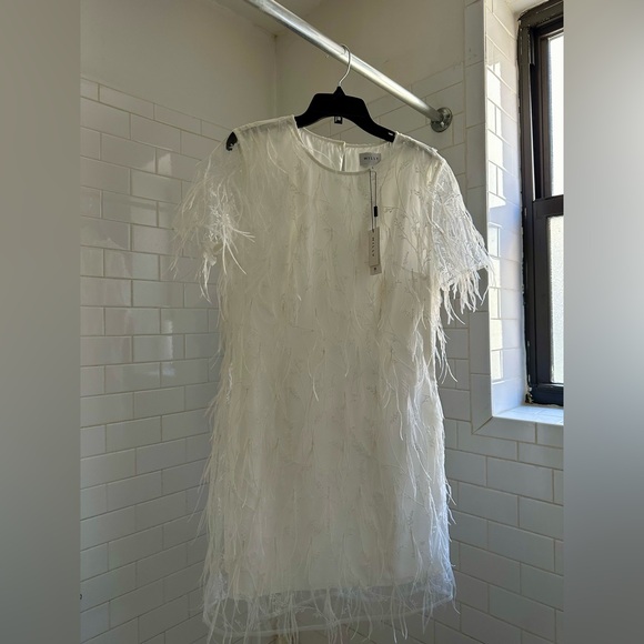 Milly Rana Feather Shift Wedding Bridal Rehearsal Dinner NWT Casual Bride - Picture 6 of 7